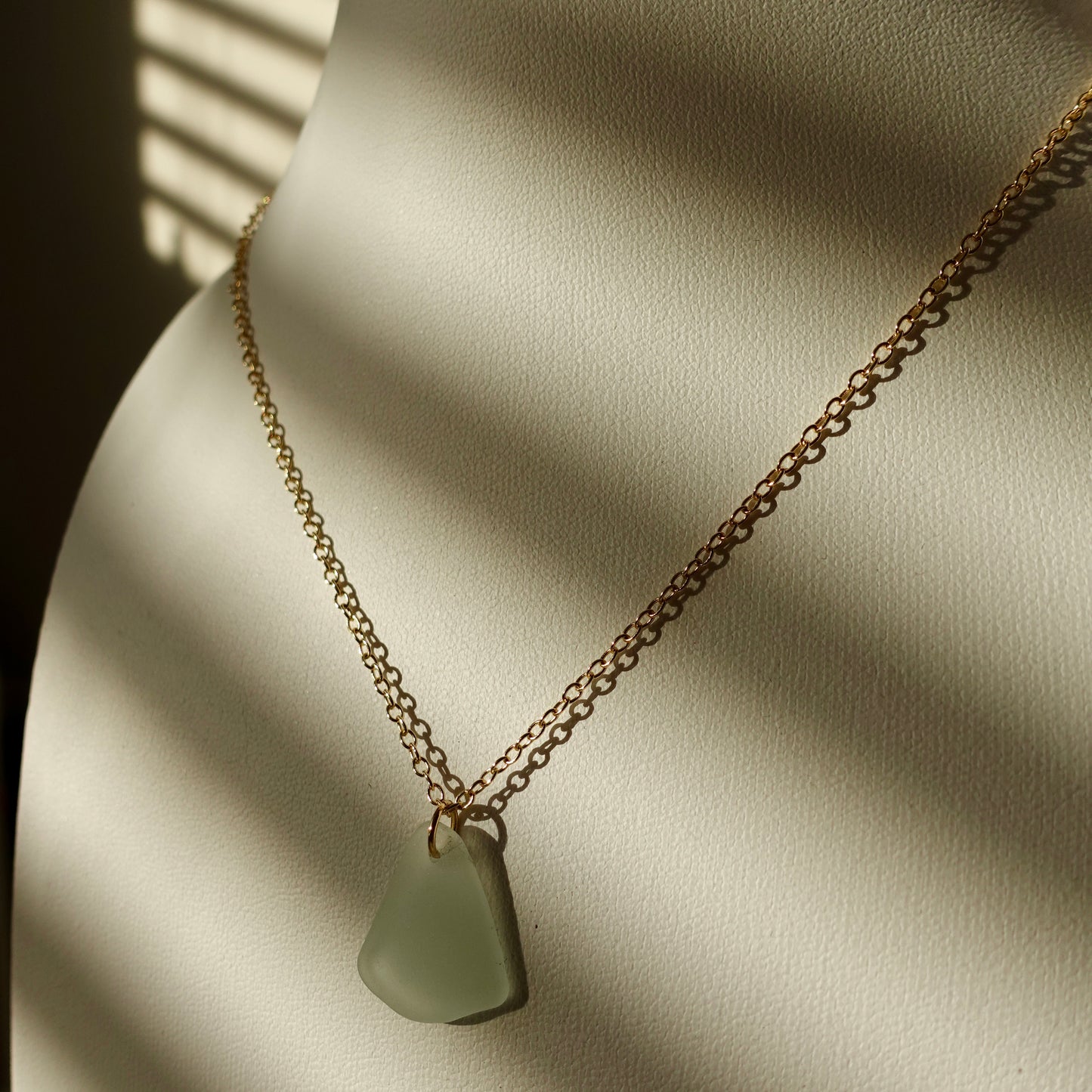 Aqua Sea Glass Pendant Necklace