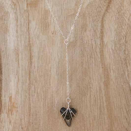 silver bullshark drop necklace