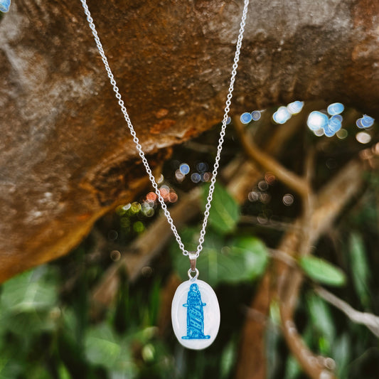 hand painted lighthouse necklace
