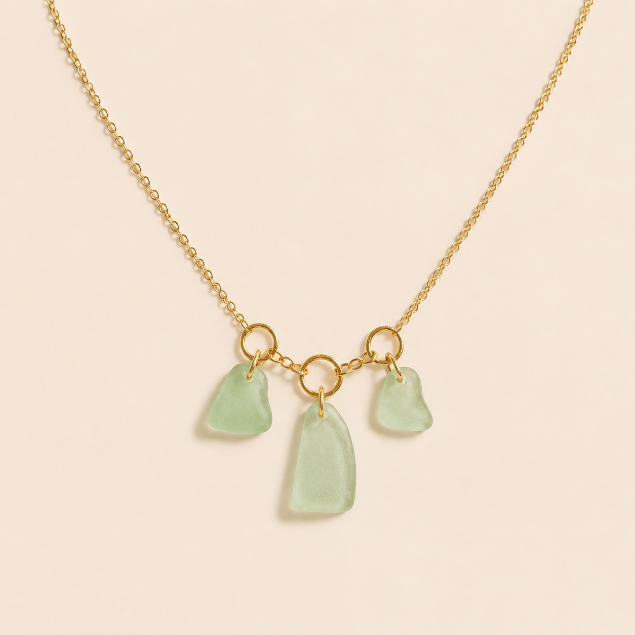 triple seaglass necklace