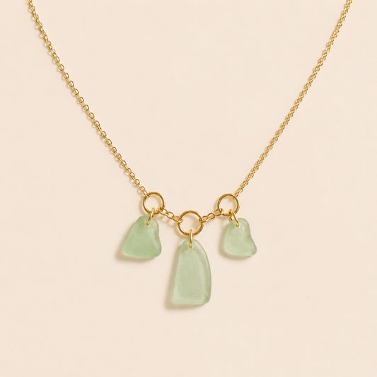 triple seaglass necklace