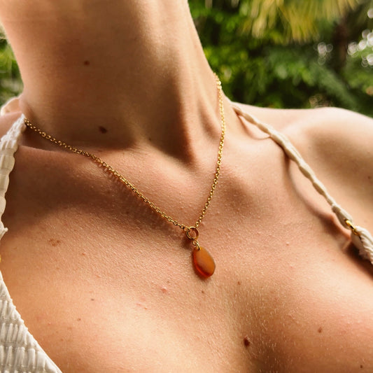 odyssey necklace - brown sea glass