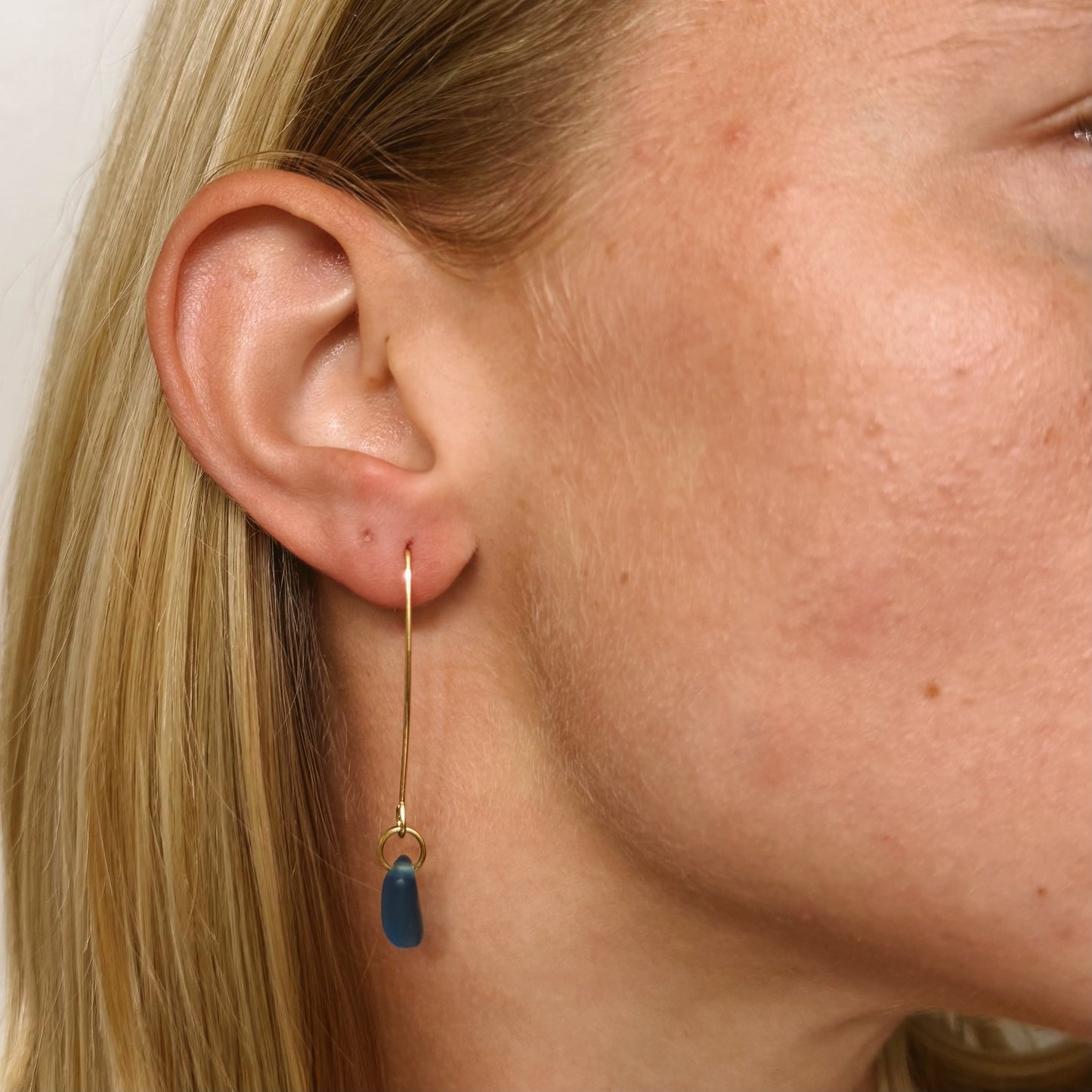 blue glass hanger earrings