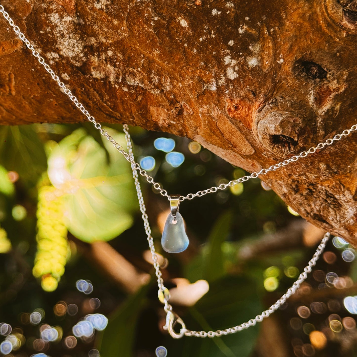 periwinkle seaglass pendant necklace