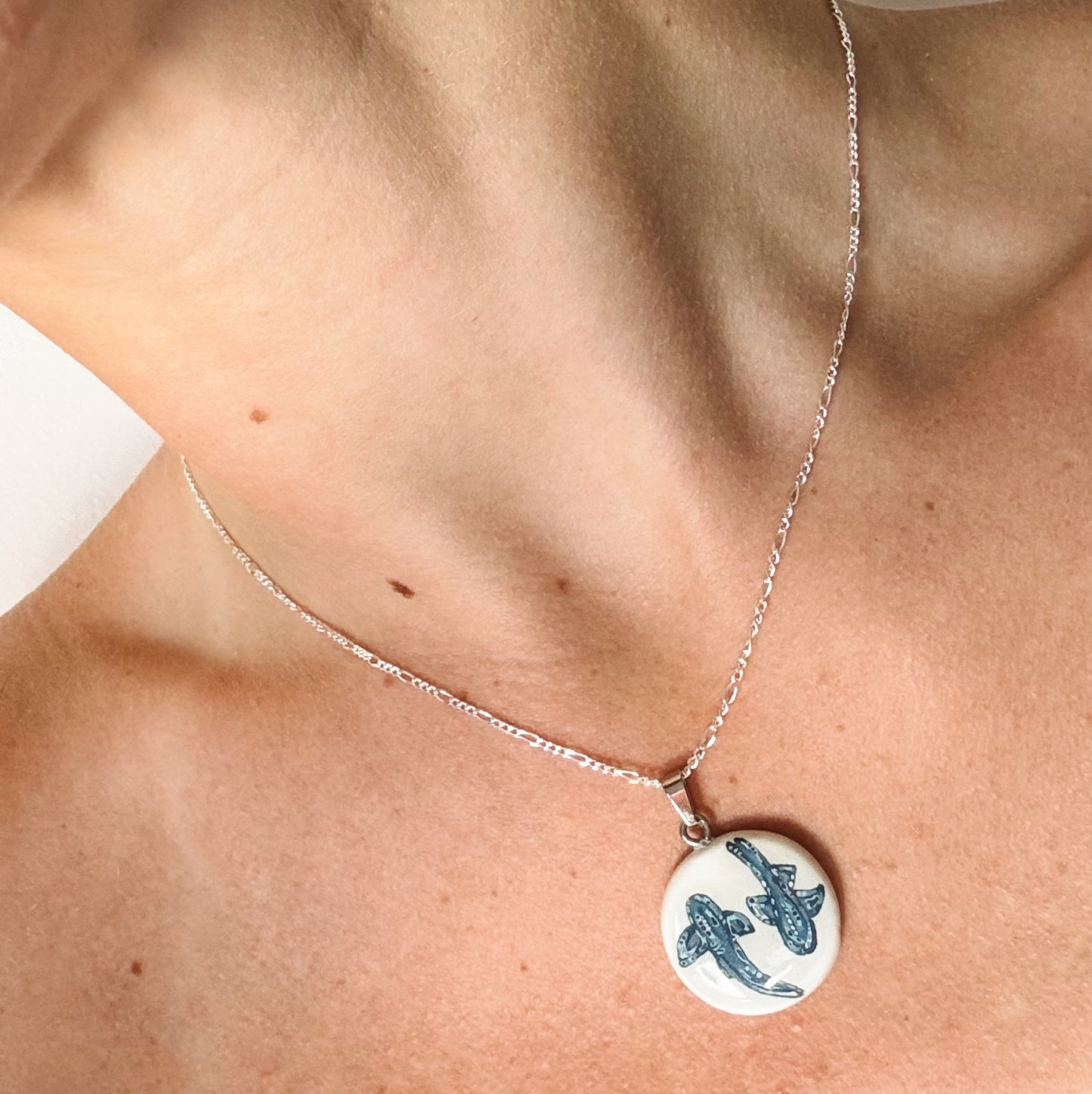 hand painted shark necklace