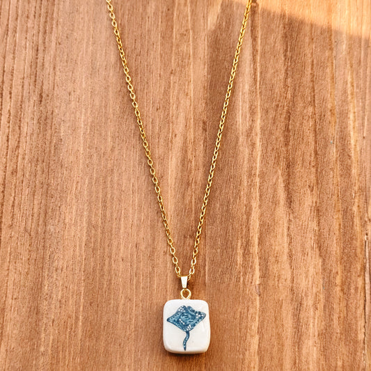 hand painted stingray necklace