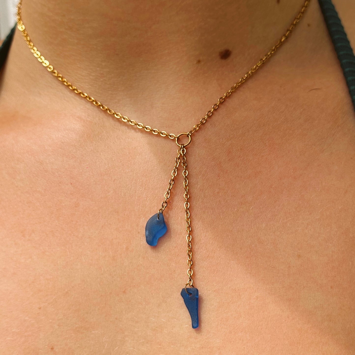 cove necklace - blue seaglass