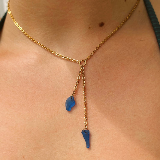 cove necklace - blue seaglass