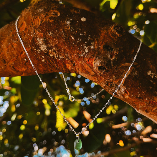 green seaglass pendant necklace