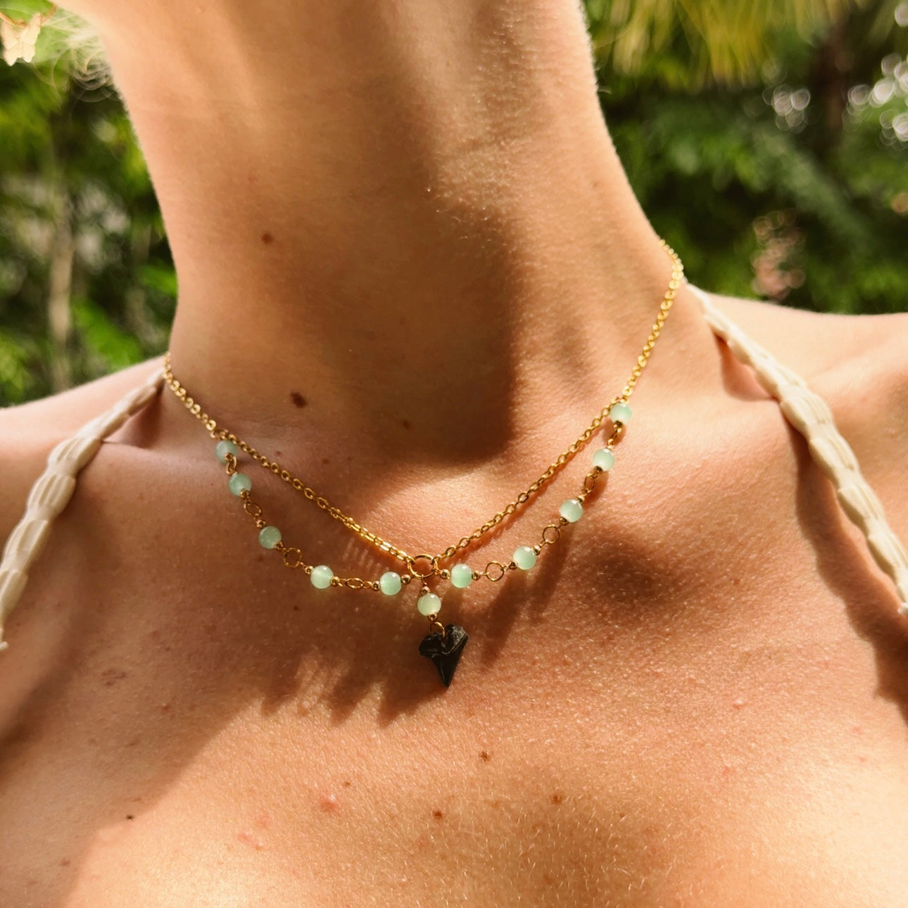 fossil bull layered necklace