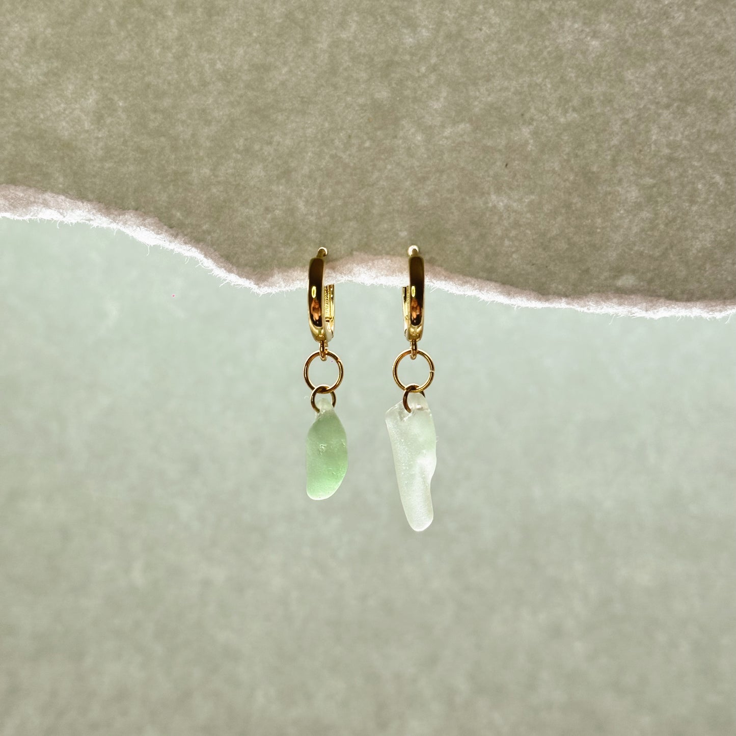 aqua sea glass huggies