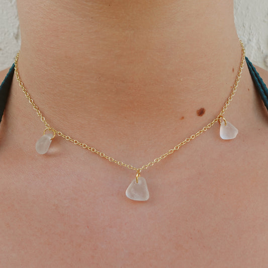 triple seaglass necklace