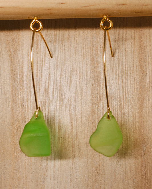 green sea glass earrings