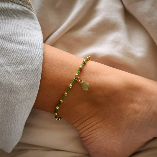green seaglass anklet