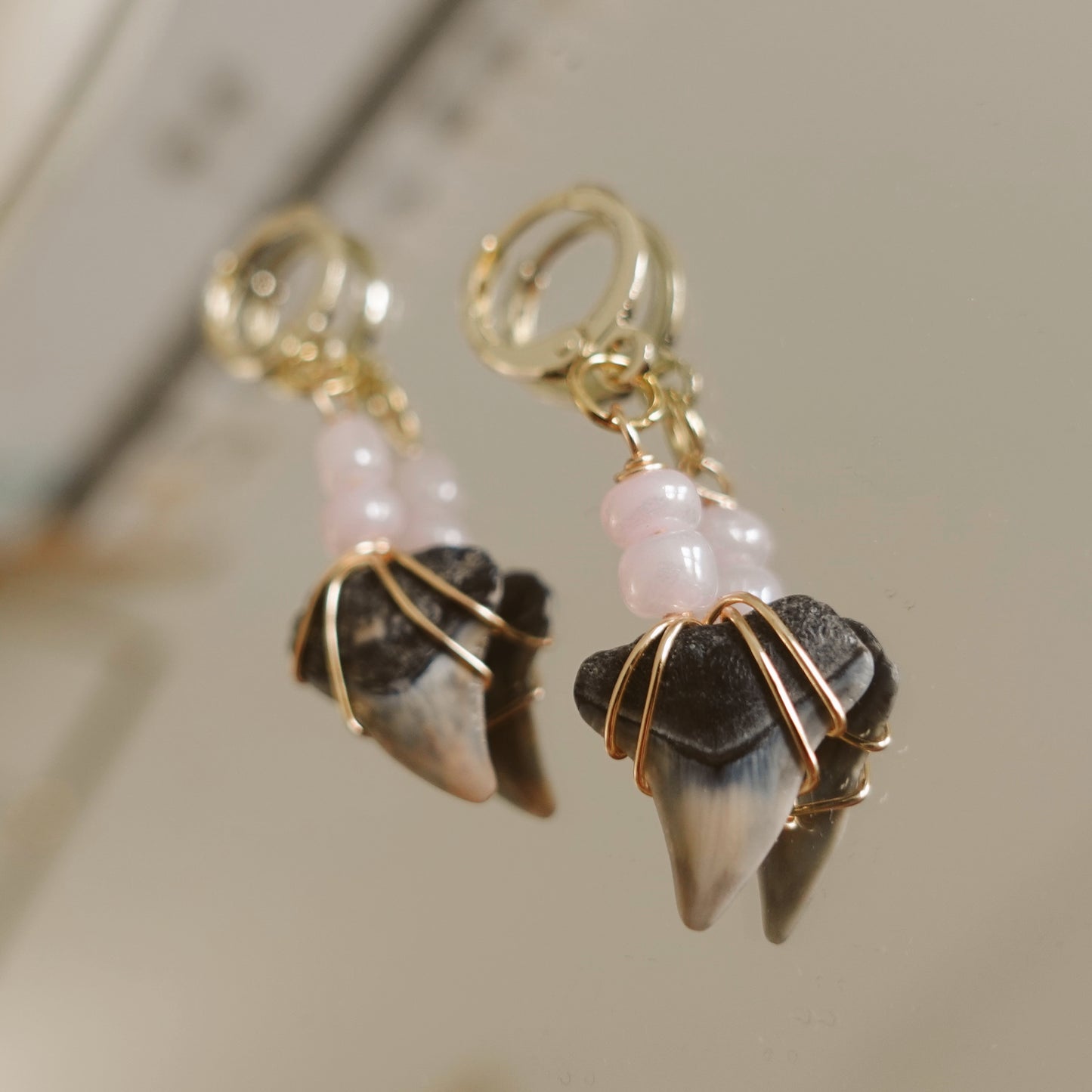 beaded bull shark earrings
