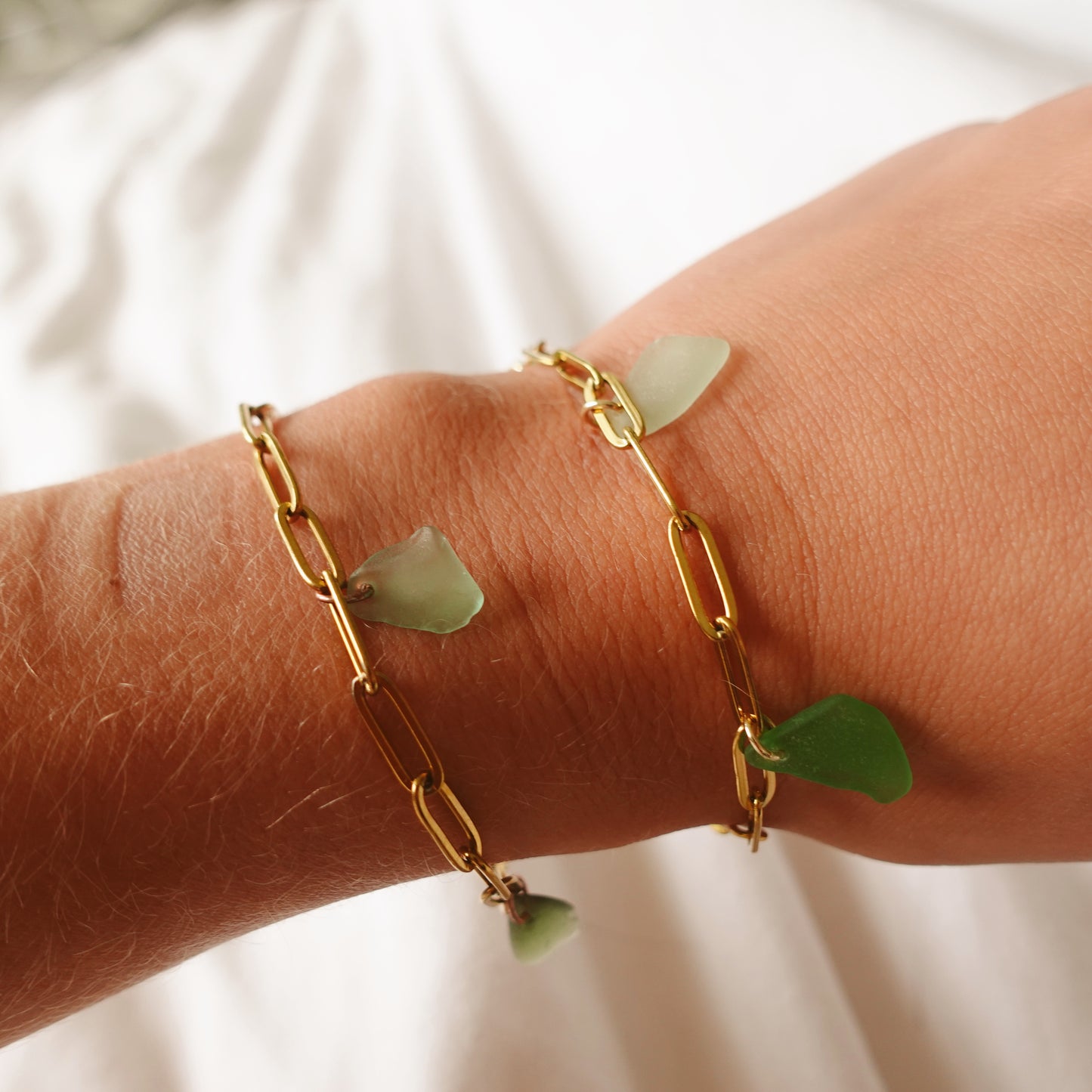 sea glass charm bracelet