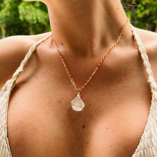 bottle top sea glass necklace
