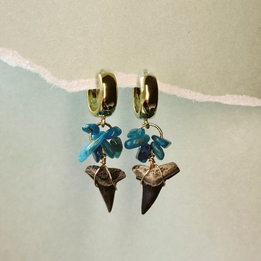 thresher and natural gemstone huggies