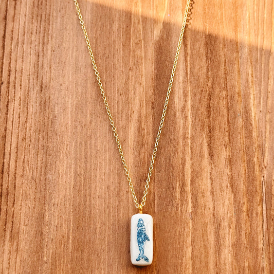 hand painted mackerel necklace