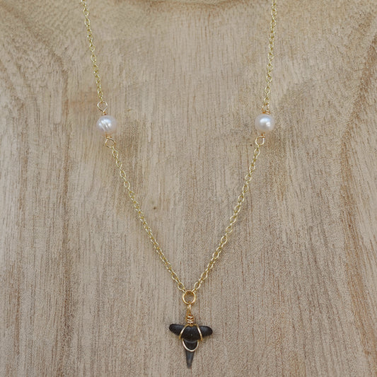 pearl chain lemon shark necklace