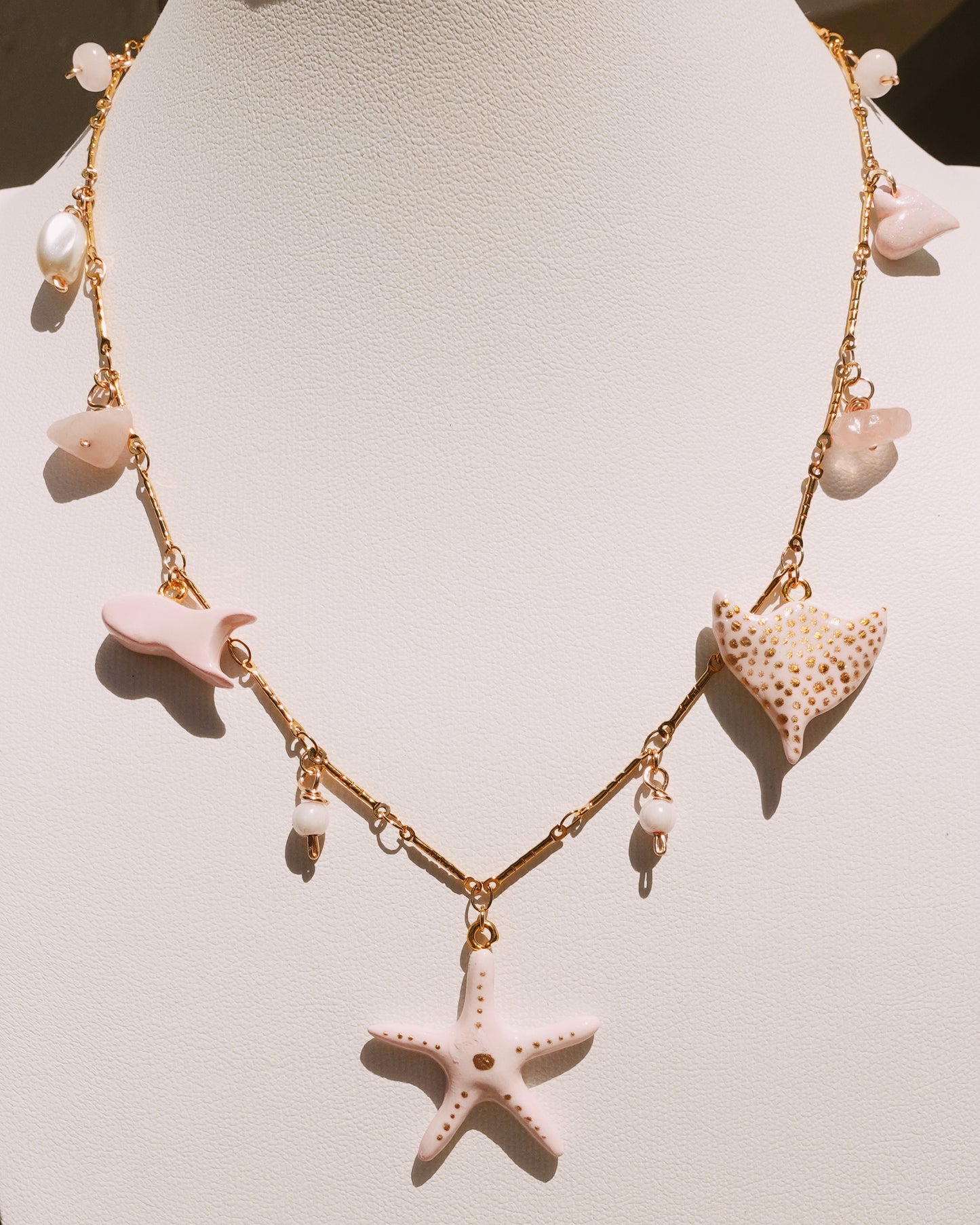 pink ocean charm necklace