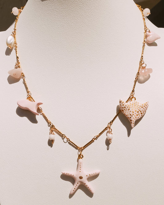 pink ocean charm necklace