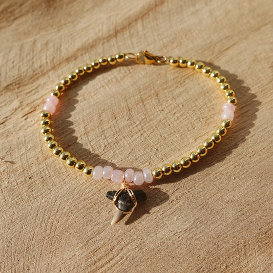 baby tooth bracelet - gold and pink