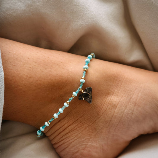 shark tooth anklet - mix blue