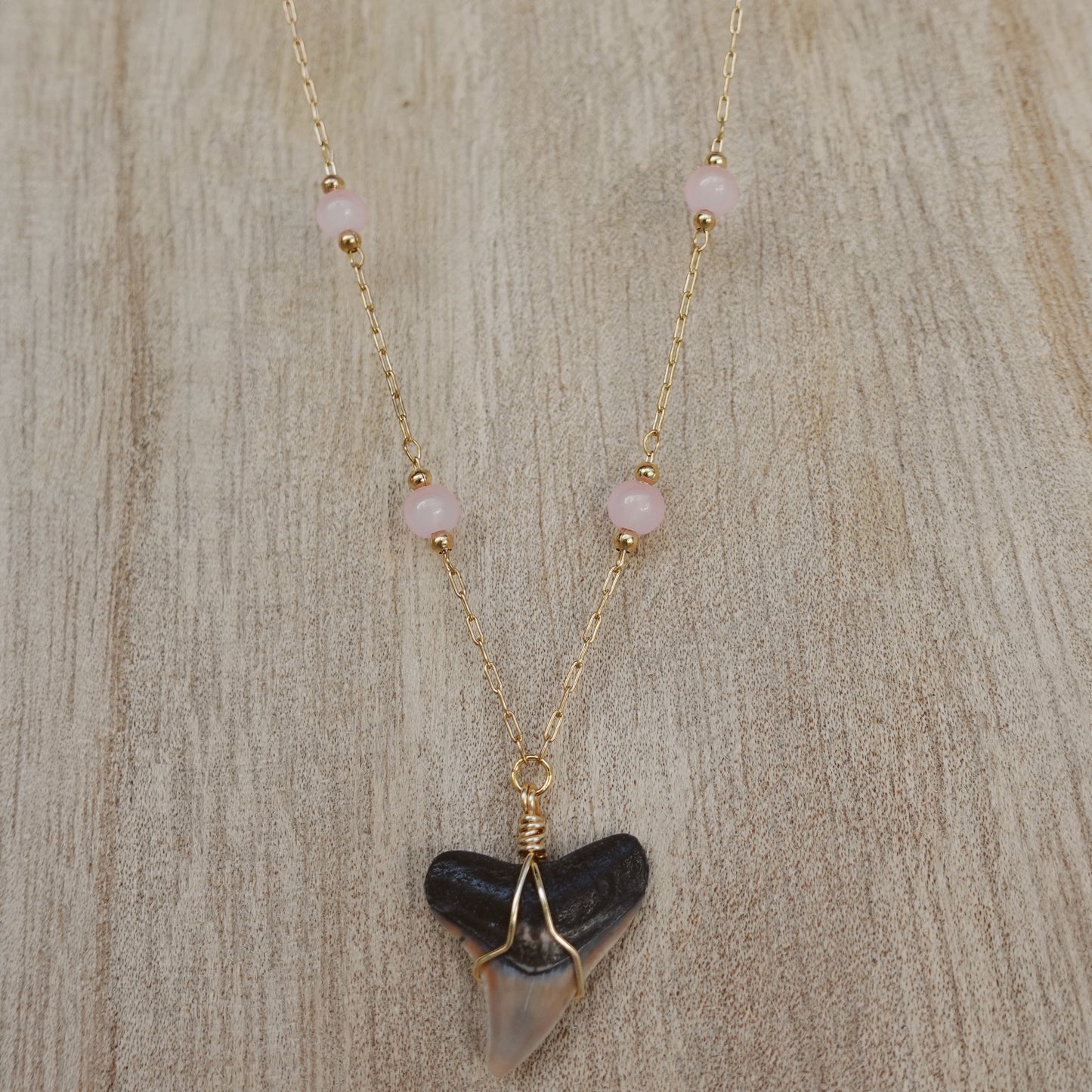 pink beaded bullshark necklace