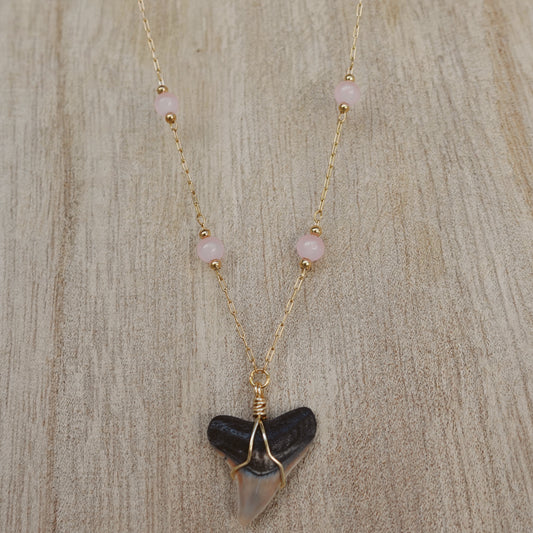 pink beaded bullshark necklace