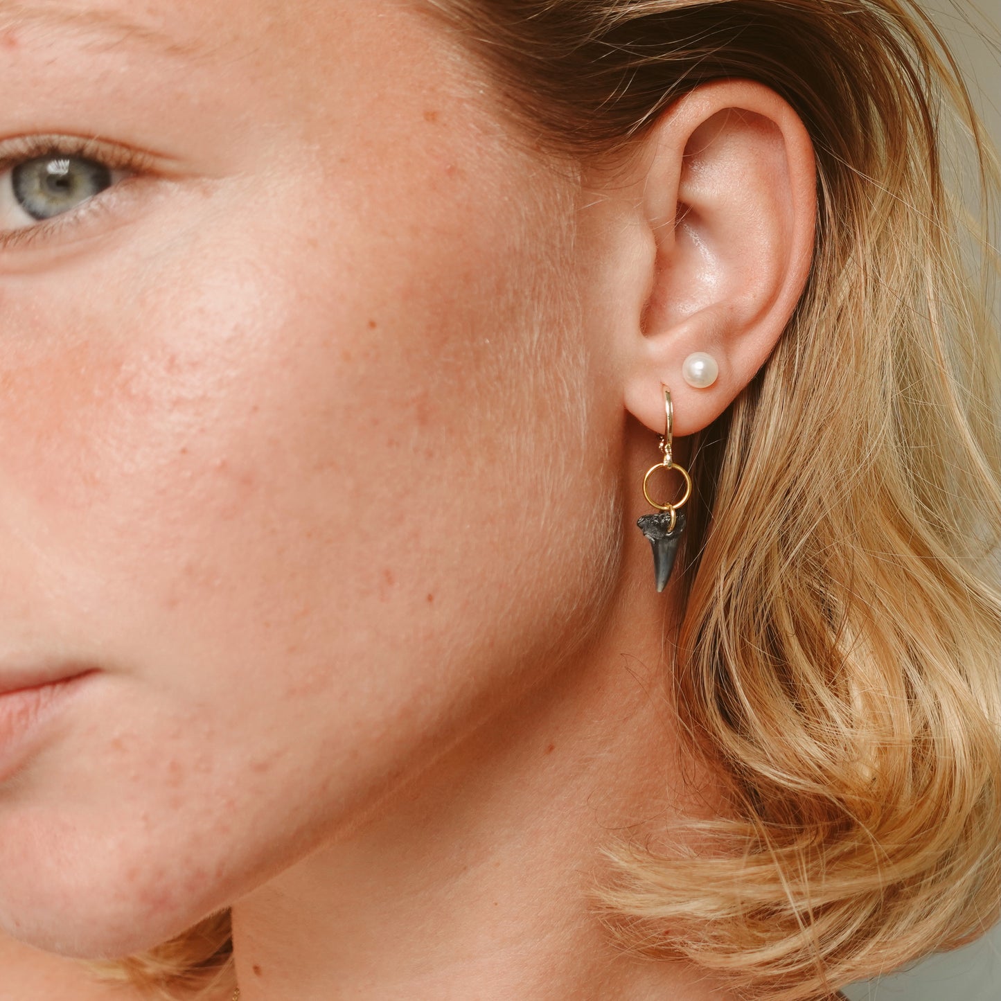 drilled thresher shark earrings