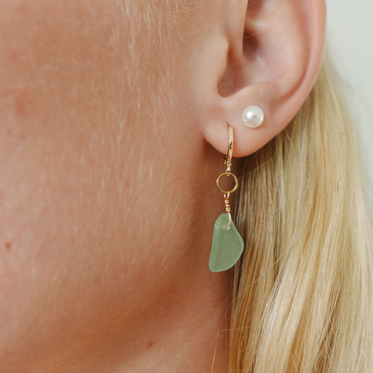 aqua sea glass drop earrings