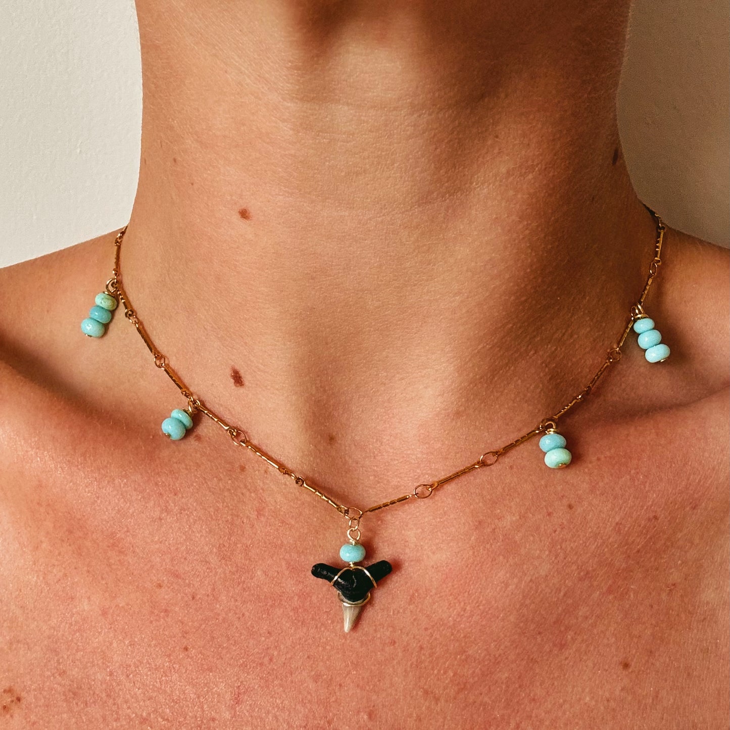 hammerhead and opal charm necklace
