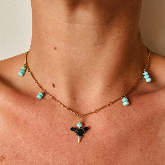 hammerhead and opal charm necklace