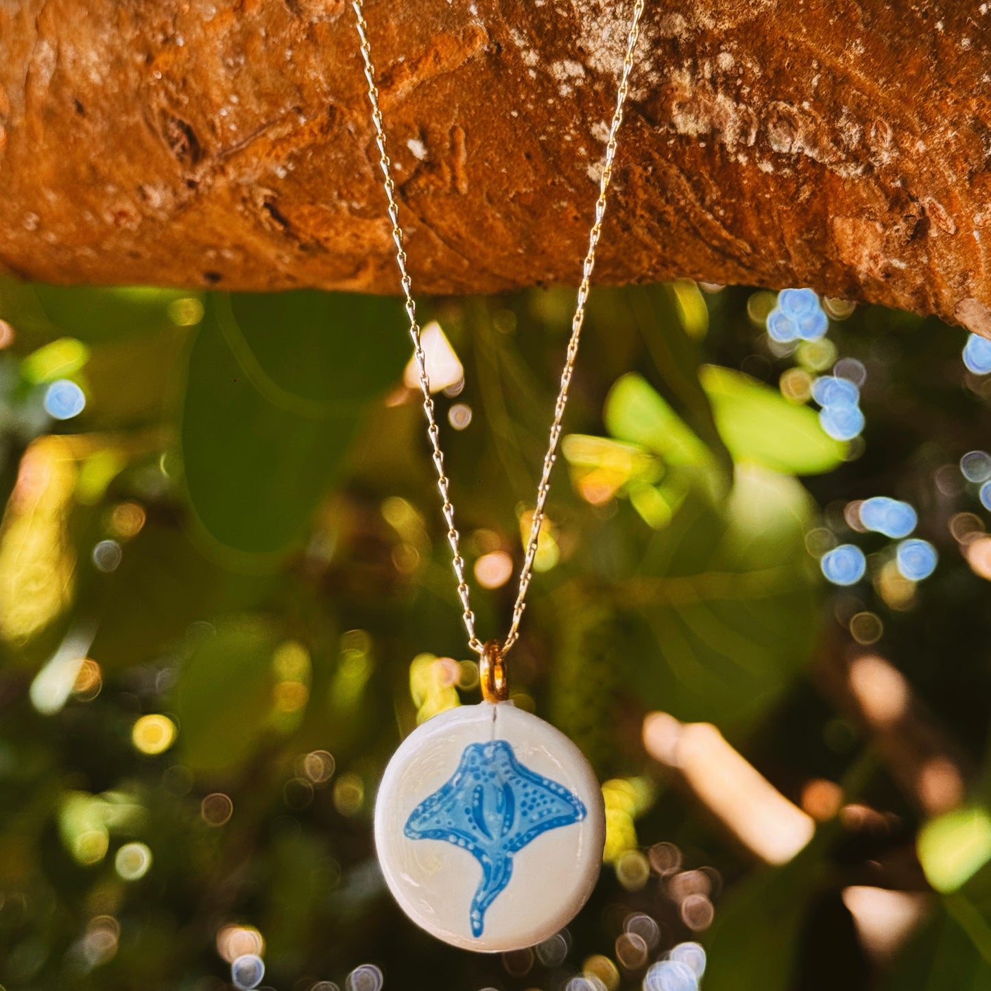 hand painted stingray necklace