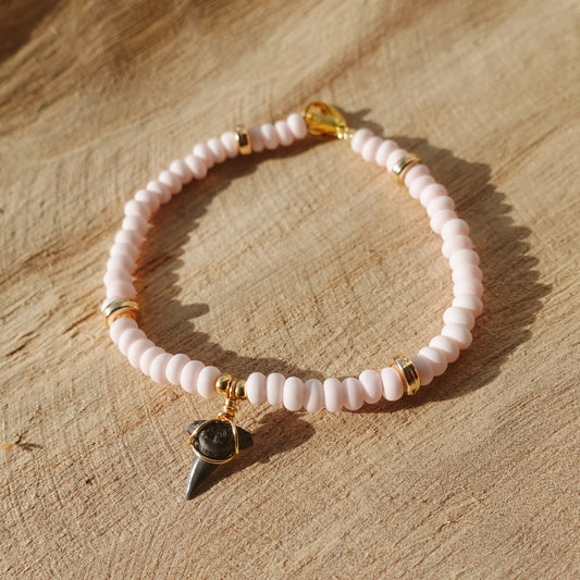 baby tooth bracelet - light pink and gold
