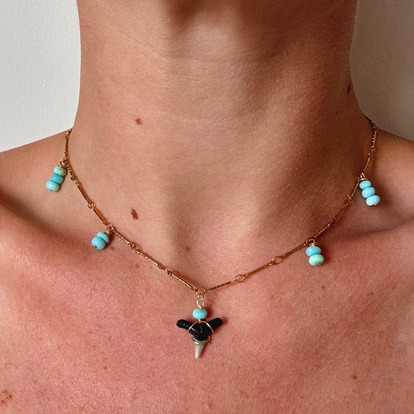 hammerhead and opal charm necklace
