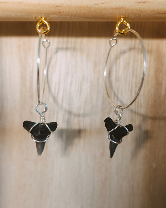silver fossil hoops