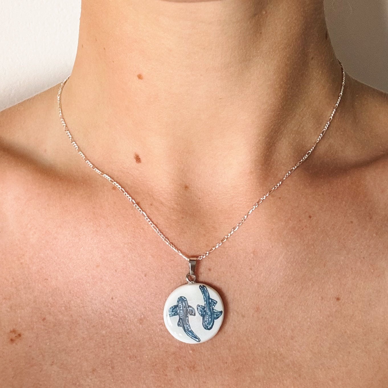 hand painted shark necklace