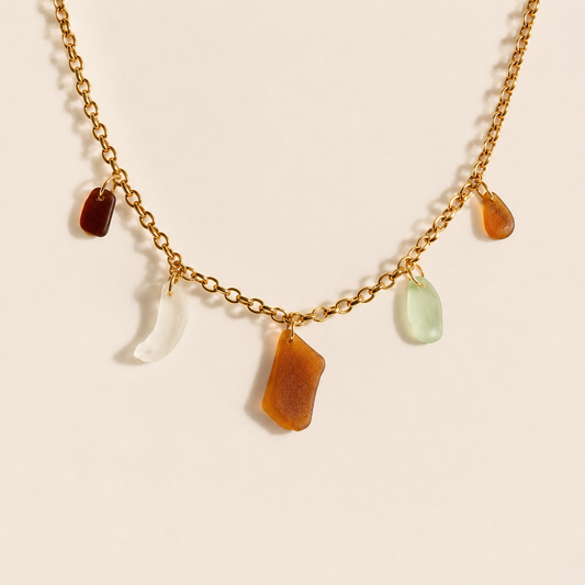 multi seaglass charm necklace