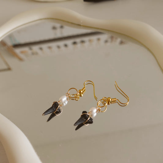 lemon and pearl dangle earrings