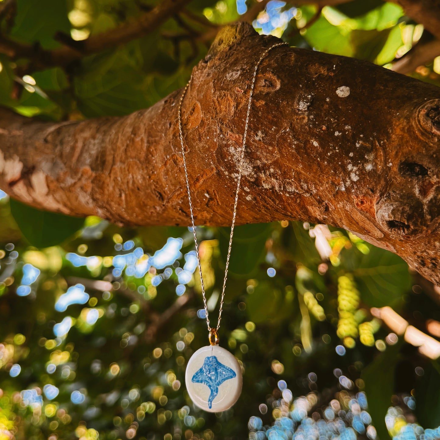 hand painted stingray necklace