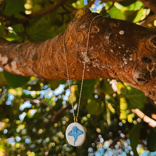 hand painted stingray necklace