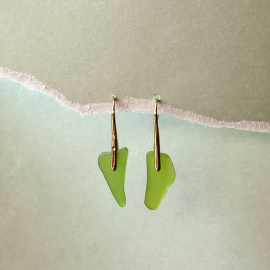 green sea glass pendant earrings