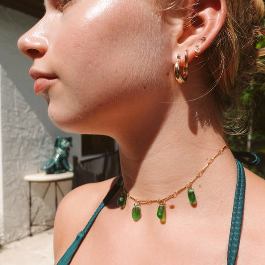 green seaglass charm necklace