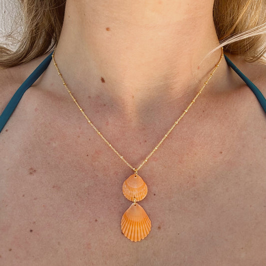 double scallop drop necklace